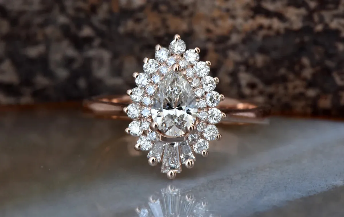 1 1/2 Carat Vintage Gatsby Engagement Rings - White gold Platinum