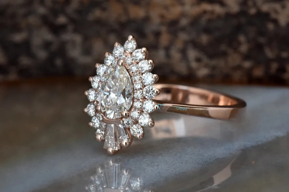 1 1/2 Carat Vintage Gatsby Engagement Rings - White gold Platinum