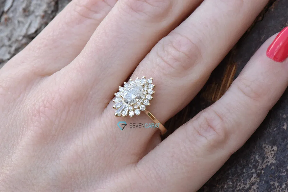 1 1/2 Carat Vintage Gatsby Engagement Rings - White gold Platinum