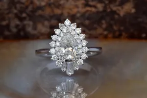 1 1/2 Carat Vintage Gatsby Engagement Rings - White gold Platinum
