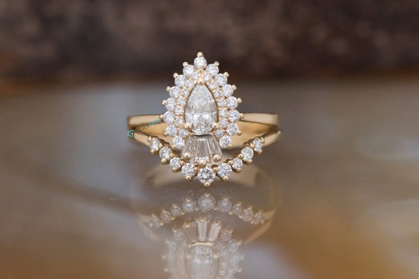 1 carat Gatsby diamond ring- Gatsby ballerina ring- 14k 18k yellow gold