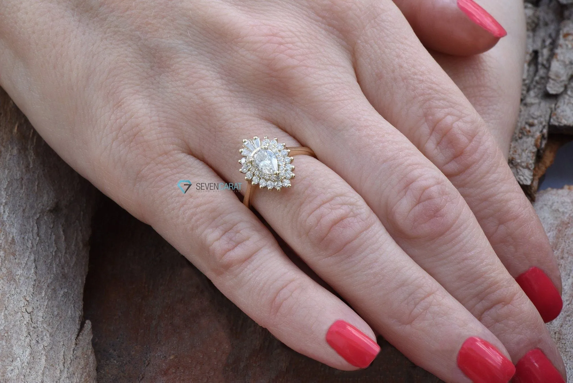 1 carat Gatsby diamond ring- Gatsby ballerina ring- 14k 18k yellow gold