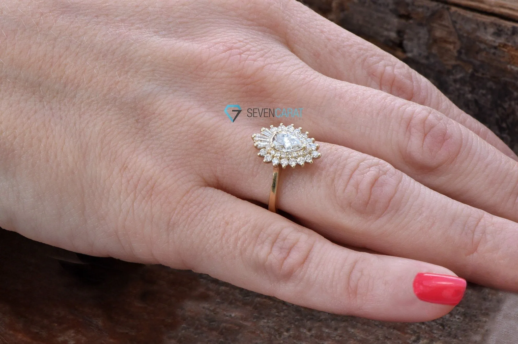 1 carat Gatsby diamond ring- Gatsby ballerina ring- 14k 18k yellow gold