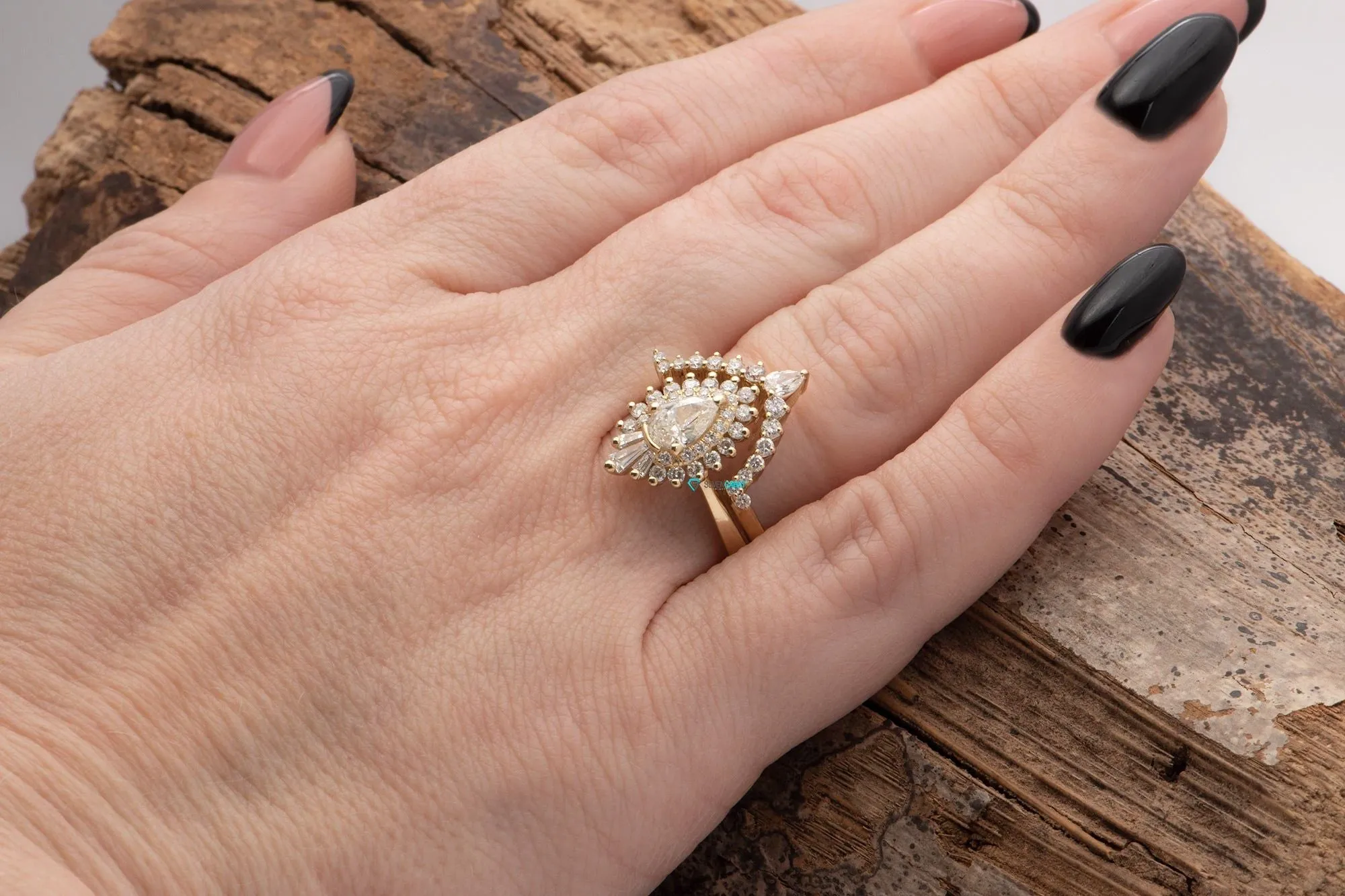 1 carat Gatsby diamond ring- Gatsby ballerina ring- 14k 18k yellow gold