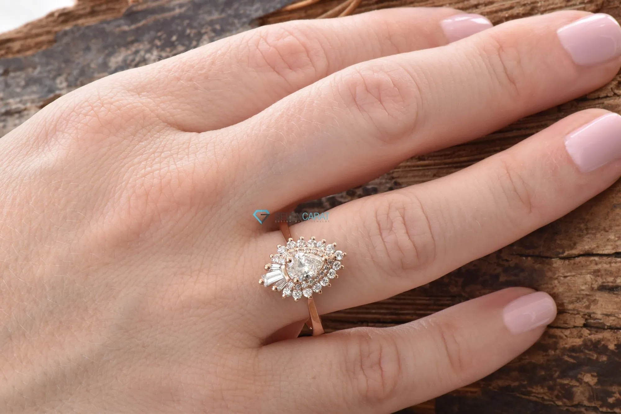 1 Carat Vintage sunburst ring 14k 18k Rose gold