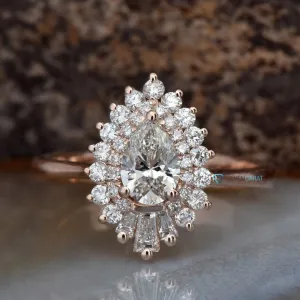 1 Carat Vintage sunburst ring 14k 18k Rose gold
