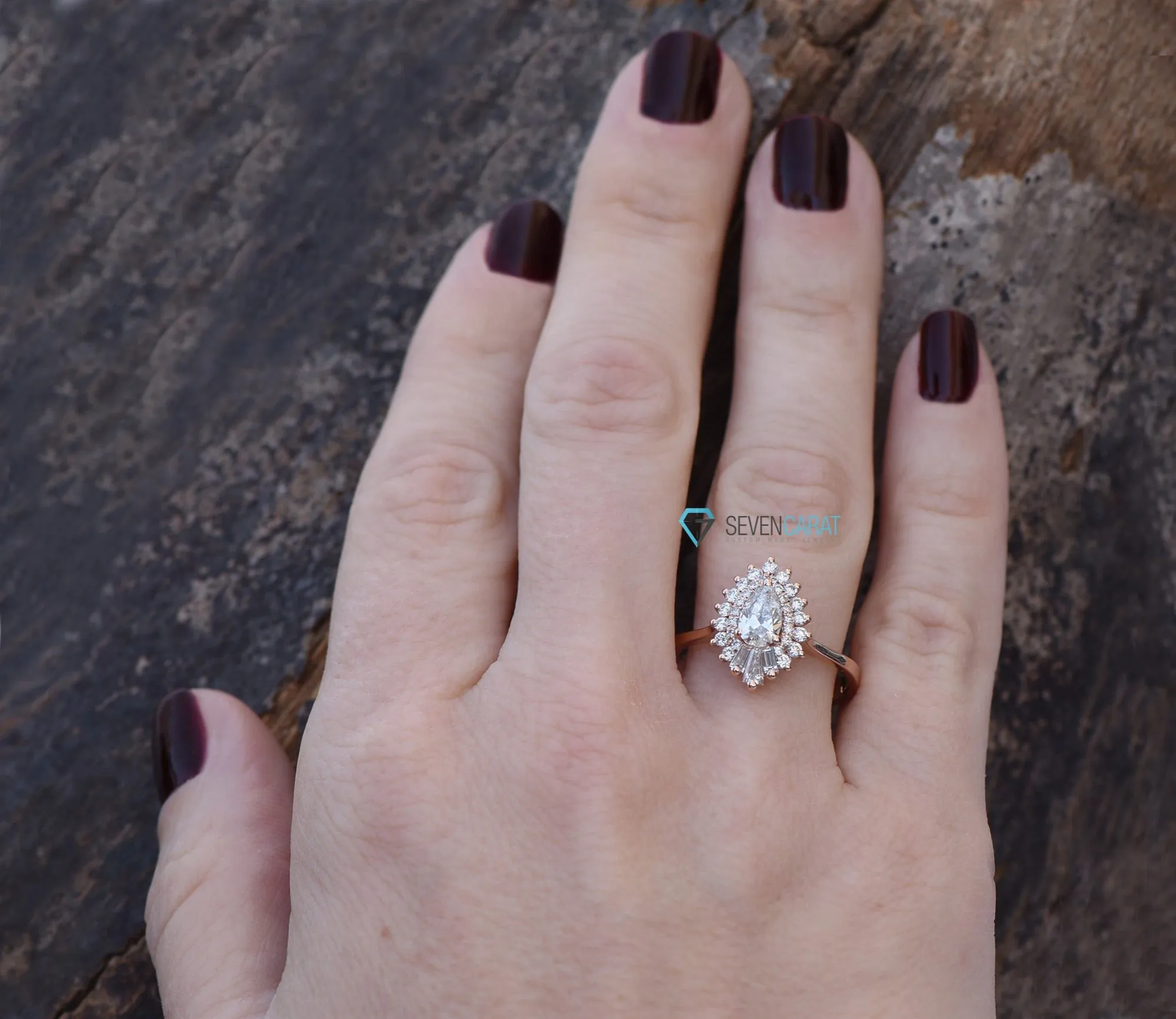 1 Carat Vintage sunburst ring 14k 18k Rose gold