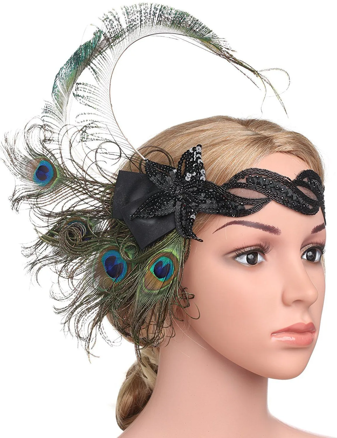 1920s Flapper Headband Great Gatsby Peacock Headpiece|JaosWish