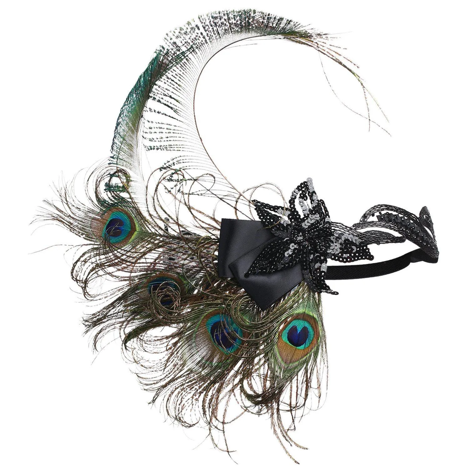 1920s Flapper Headband Great Gatsby Peacock Headpiece|JaosWish