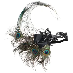 1920s Flapper Headband Great Gatsby Peacock Headpiece|JaosWish