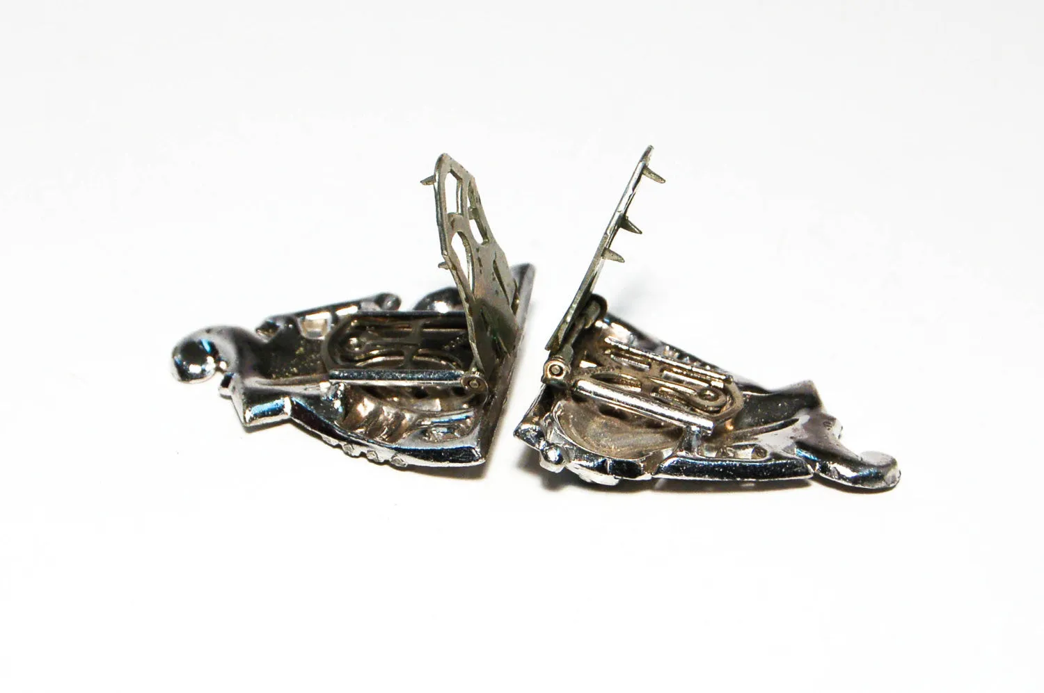 1930's Art Deco Rhinestone Fur Clips by Alfred Phillipe for Crown Trifari
