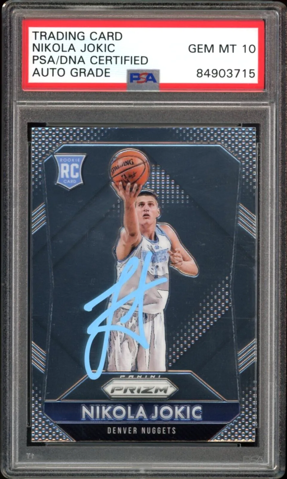 2015 Panini Prizm #335 Nikola Jokic RC Rookie On Card PSA/DNA Auto GEM MINT 10