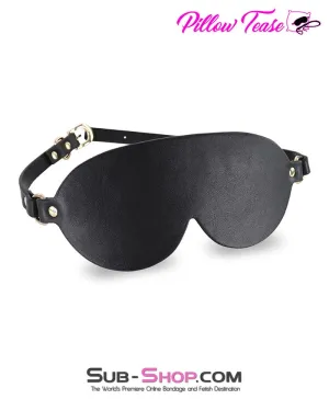 6903DL  Luxury Wide Leather Blindfold Mask with Gold Hardware – Premium Sensory Deprivation