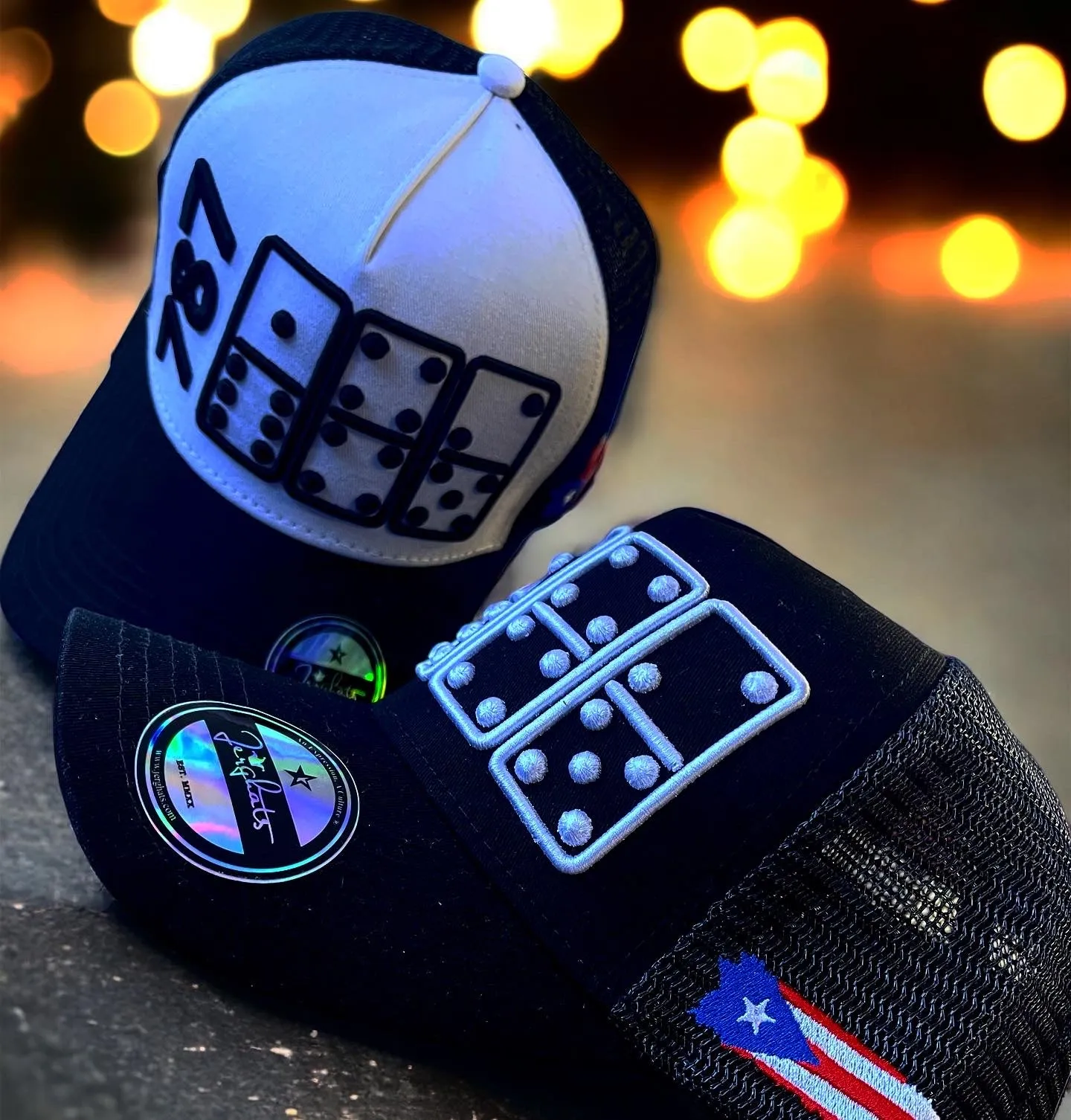 787 PR Area Code Dominoes Trucker Hat