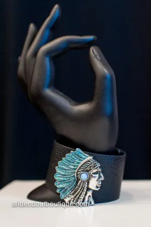 ADO | Leather Snap Bracelet with Tribal Turquoise Indian