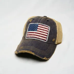 American Flag Trucker Hat - Navy Blue