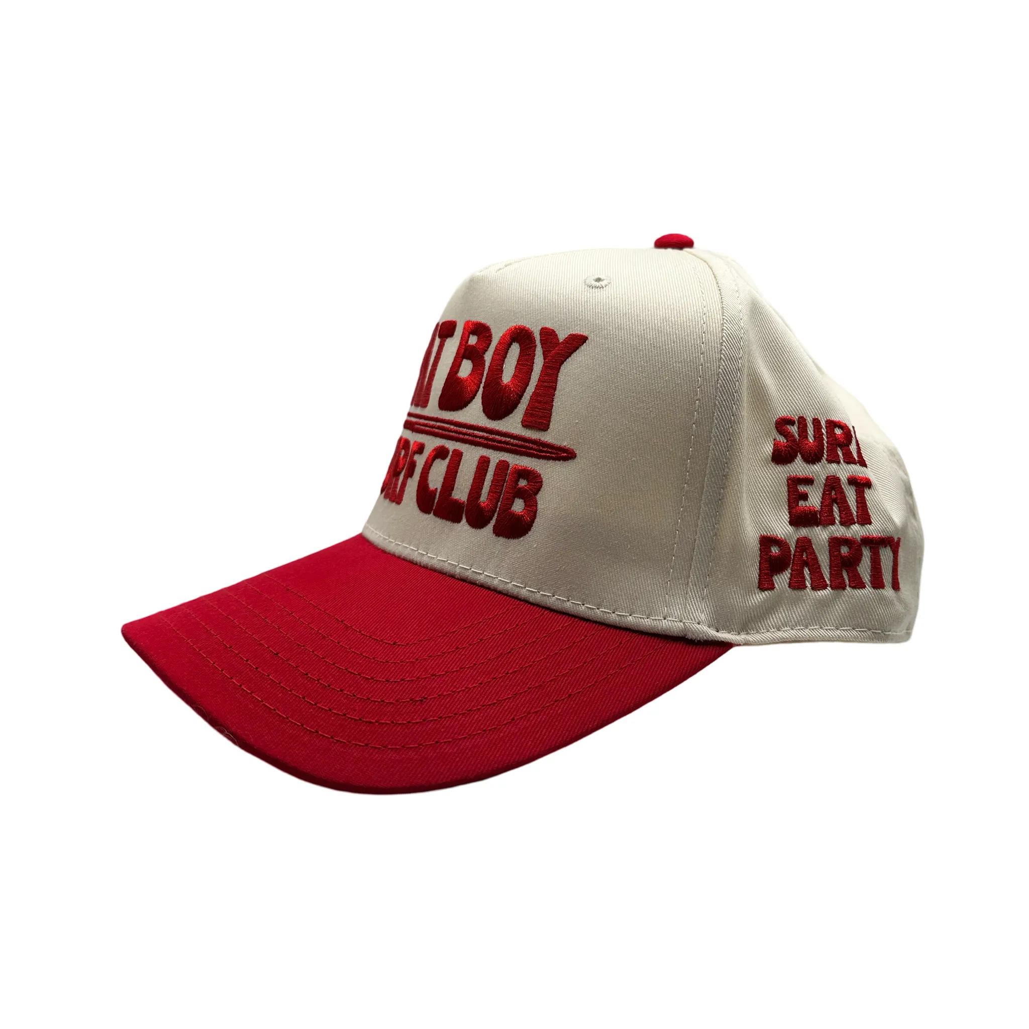 Apres Surf Embroidered Hat - Red & Natural