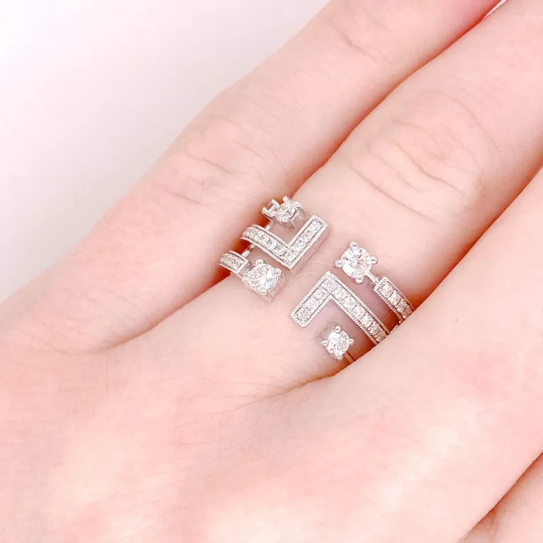 Art Deco Geometric Diamond Wide Band