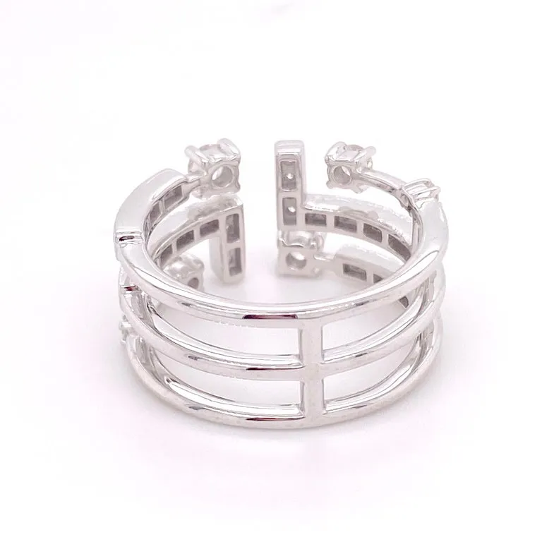 Art Deco Geometric Diamond Wide Band