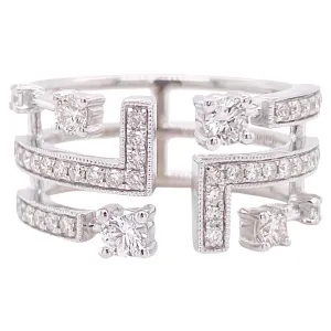Art Deco Geometric Diamond Wide Band