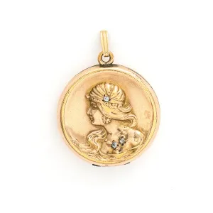 Art Nouveau Gatsby Girl Antique Locket