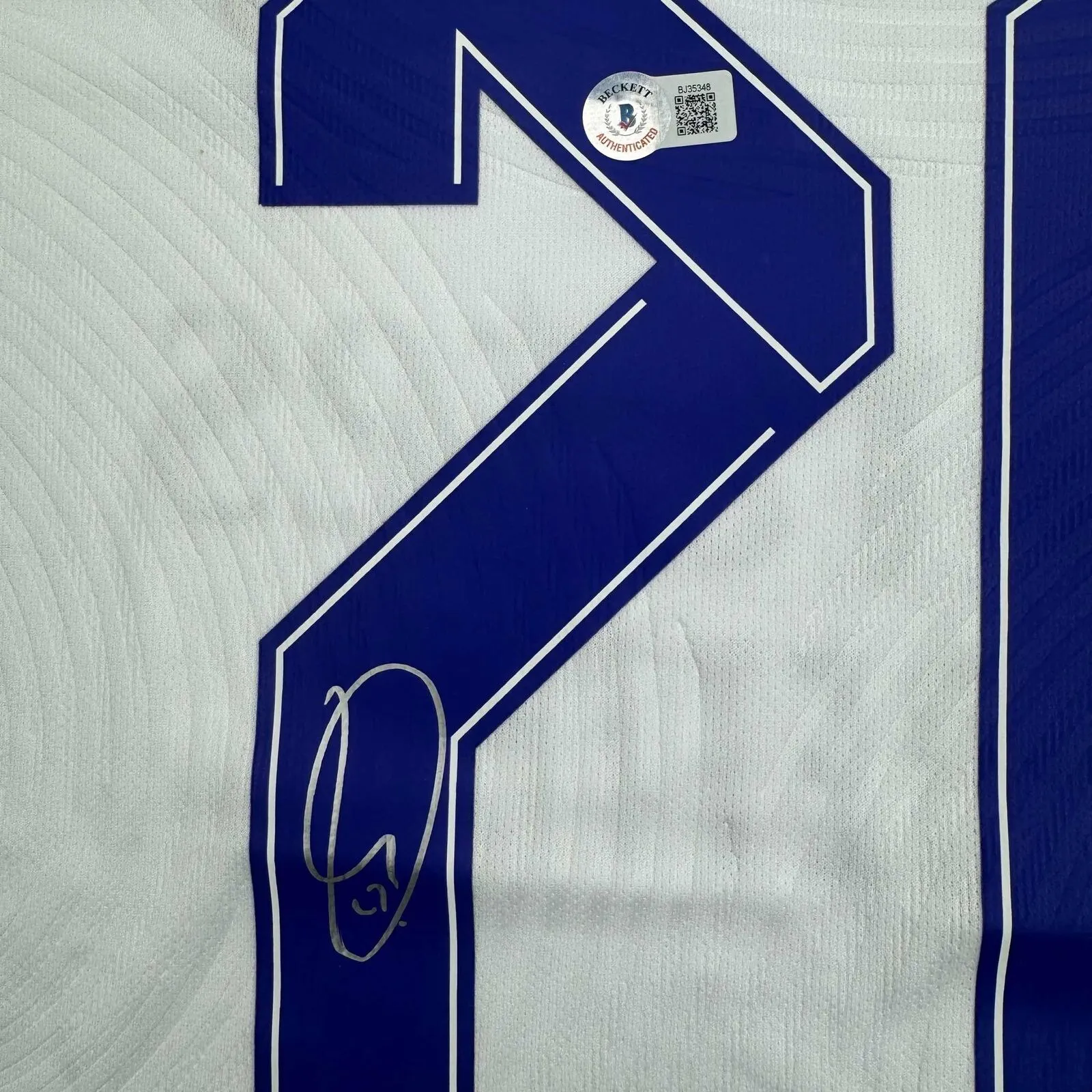 Autographed/Signed Vini Vinicius Jr. Real Madrid White Soccer Jersey BAS COA #2