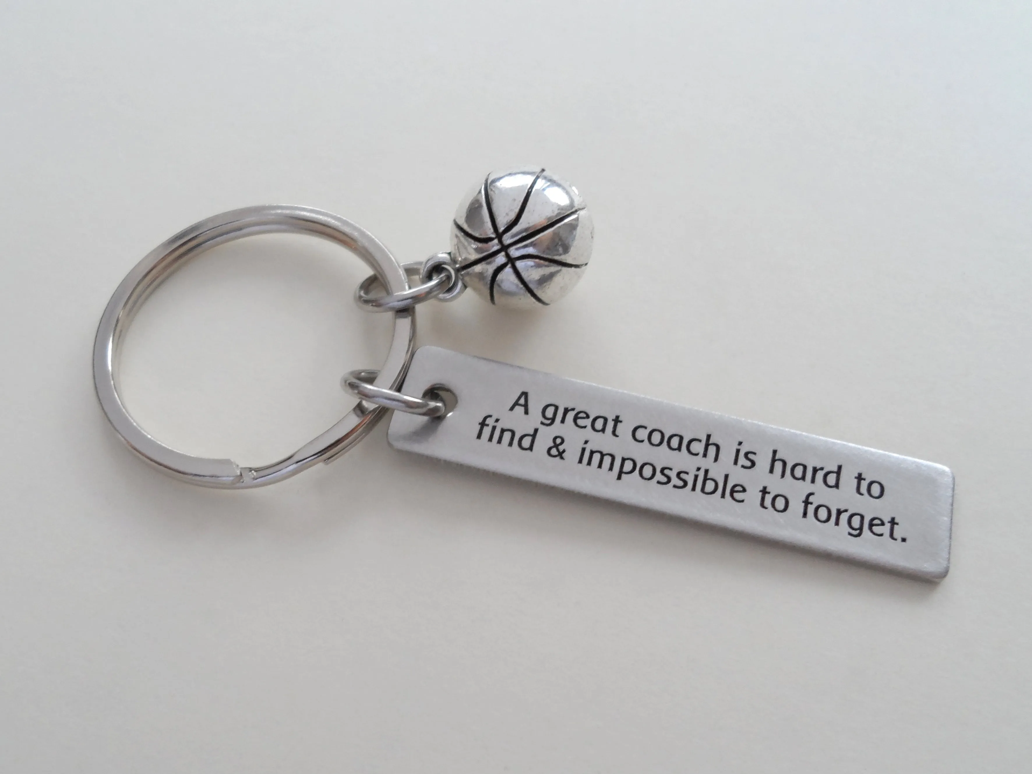 Basketball Coach Appreciation Gift • Engraved "A Great Coach is Impossible to Forget" Keychain | Jewelry Everyday