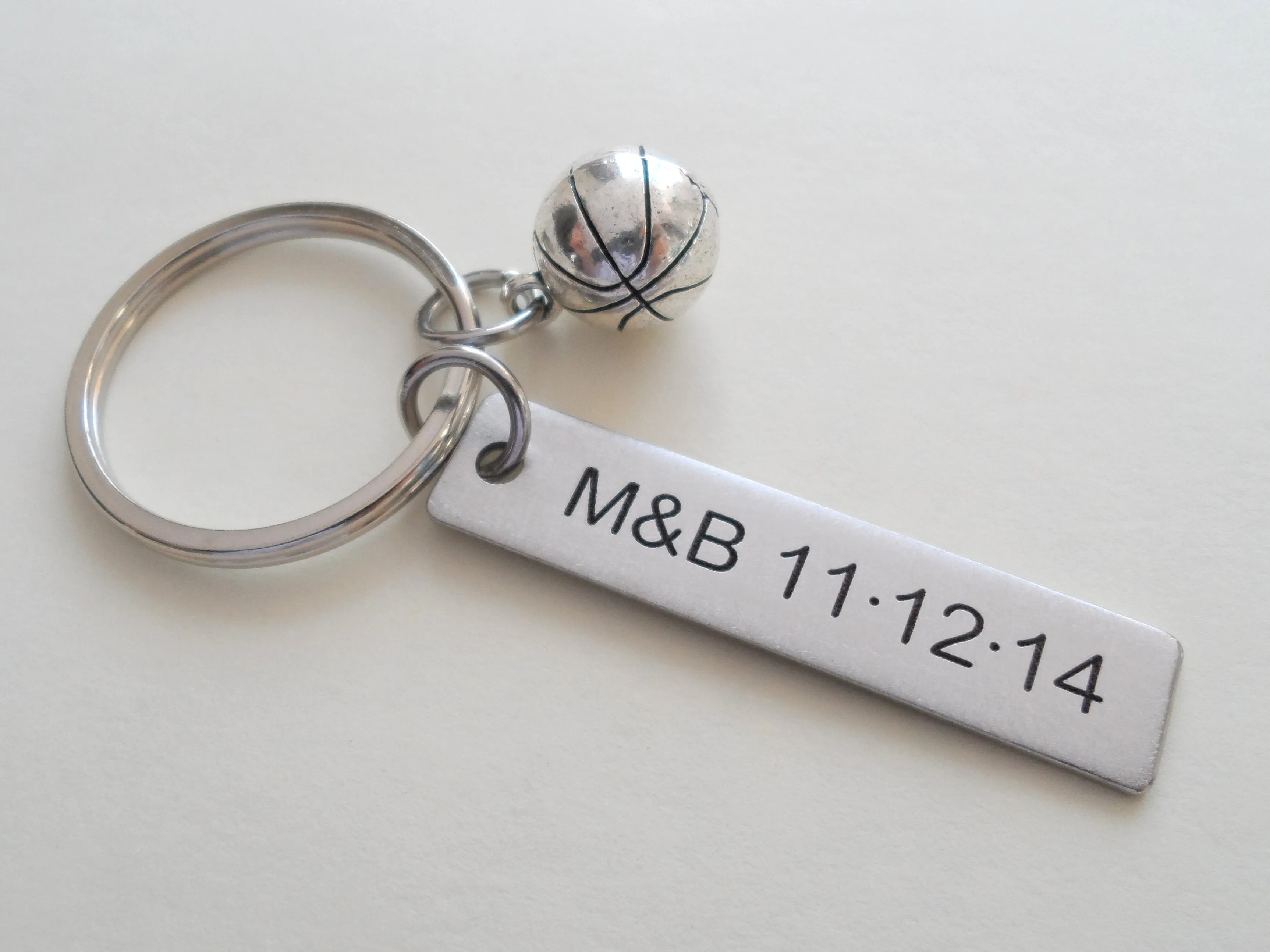 Basketball Keychain and Steel Tag Engraved with "Best Steal" Basketball Fan Keychain Gift
