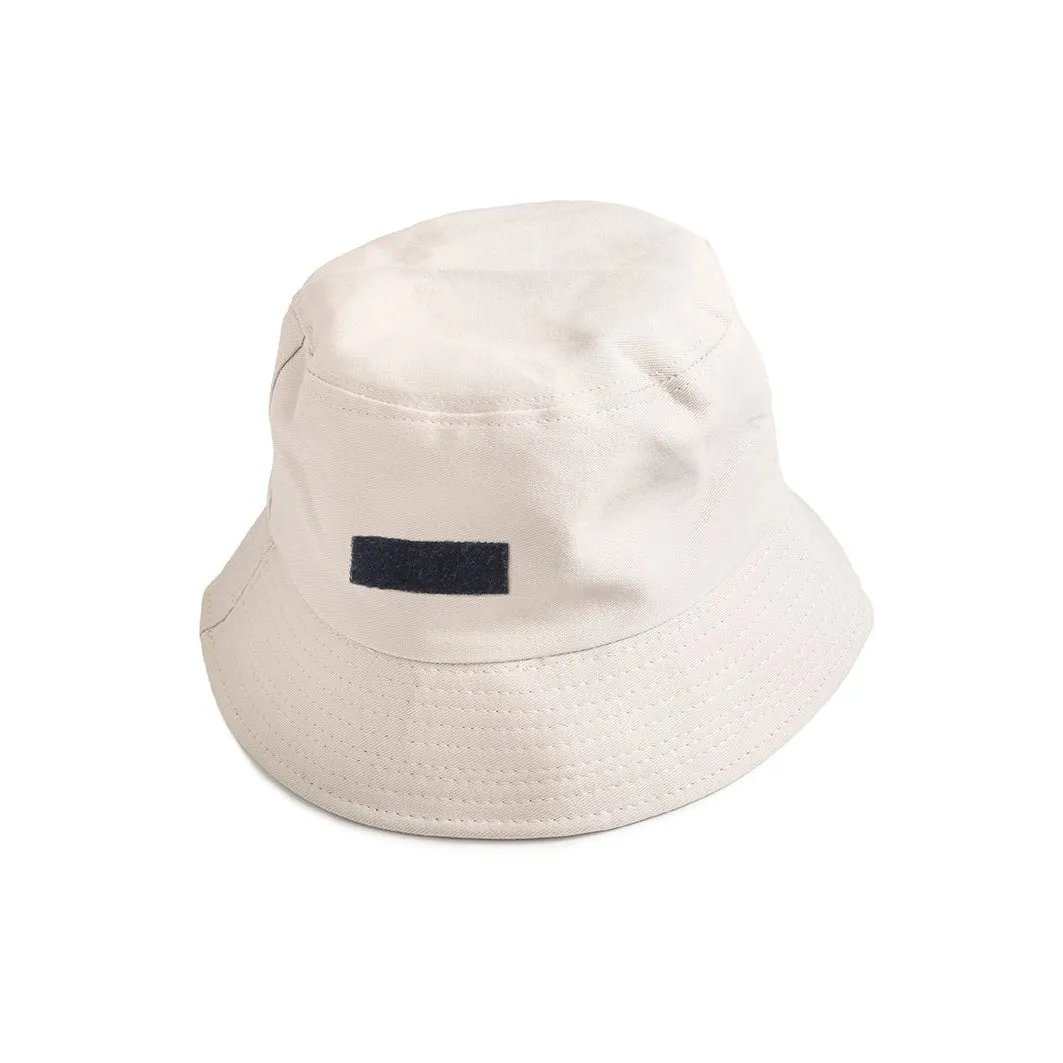 Beige Bucket Hat with Velcro Patch {Bucket Hat}