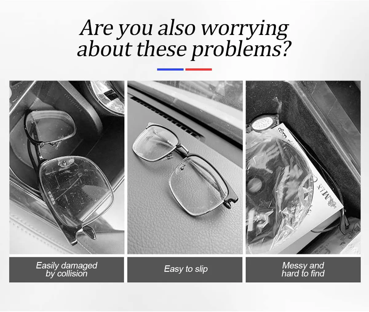 Bling Car Glasses Holder, 2PCS Handcrafted Crystal Rhinestones Fashion Car Sunglasses Mount with Card Clip for All Sun Visors, Auto Interior Accessories for Women Girl, Universal Fit for All Cars, Car Accessories