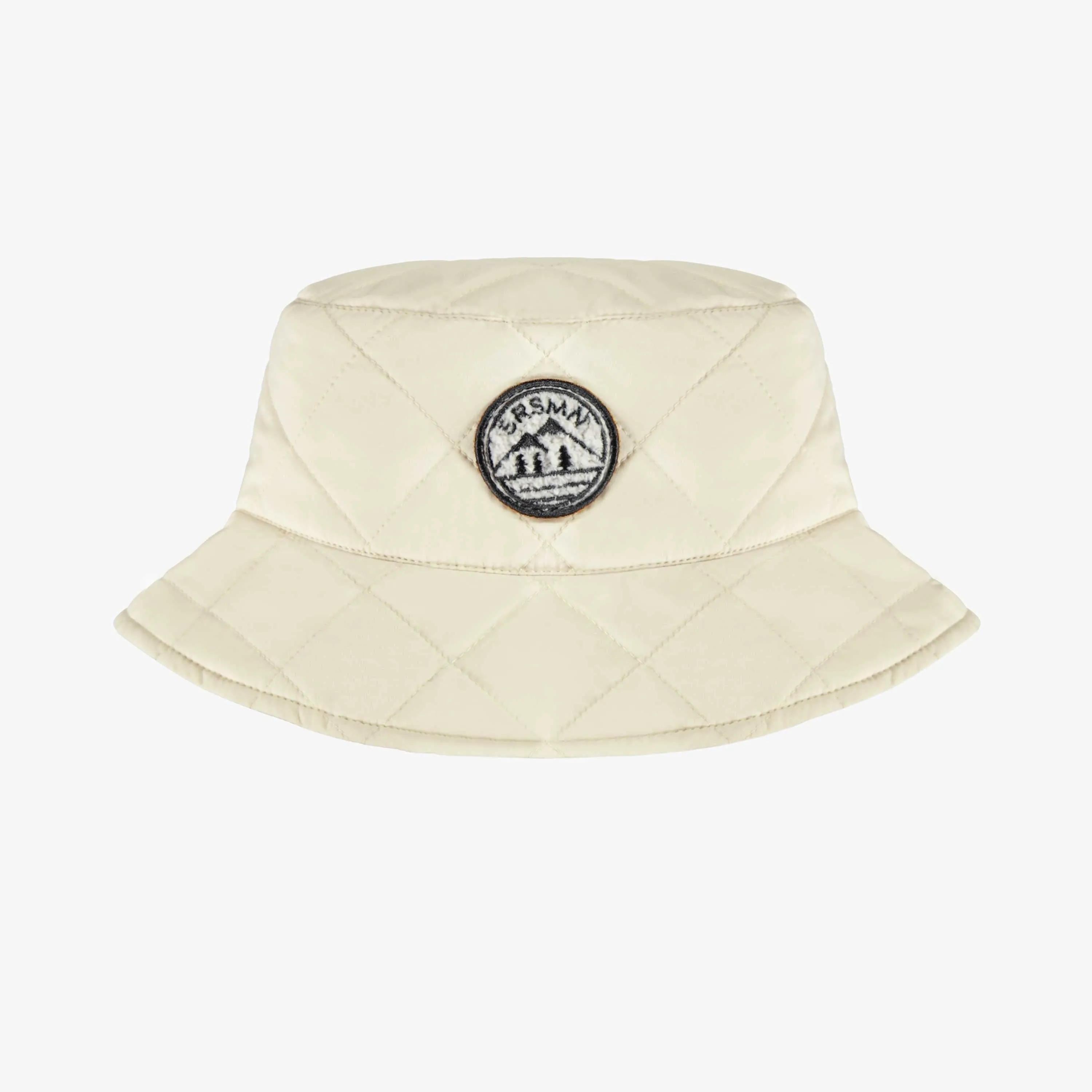 Chapeau cloche crème en nylon matelassé, enfant || Hat bell cream in quilted nylon, child
