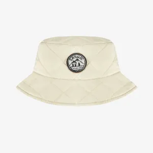 Chapeau cloche crème en nylon matelassé, enfant || Hat bell cream in quilted nylon, child