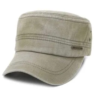Classic Letter Ring Canvas Military Hat - Khaki