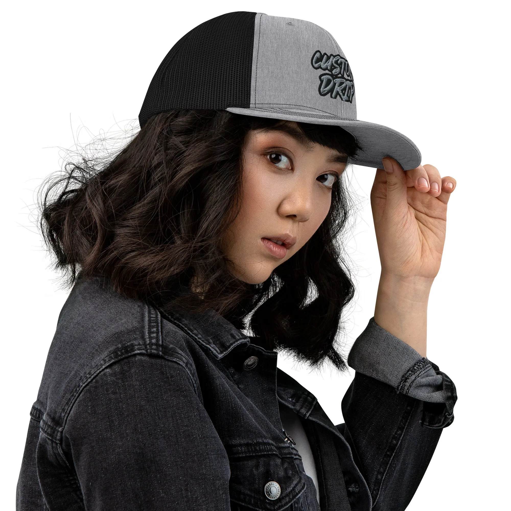 Custom Drip's Grey & Black Trucker Cap