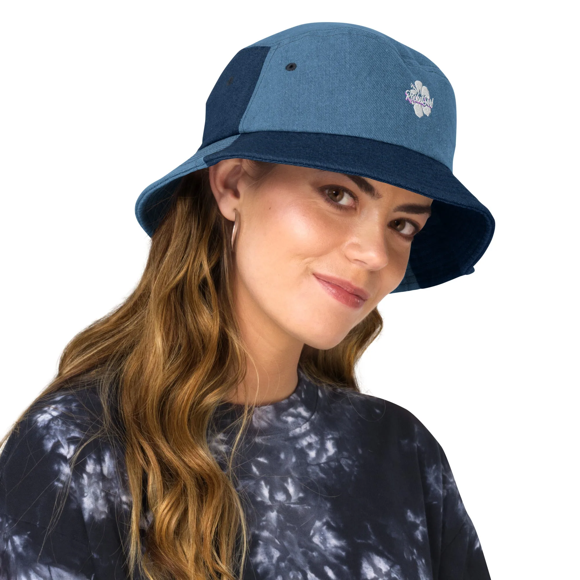 Denim bucket hat - Flower logo