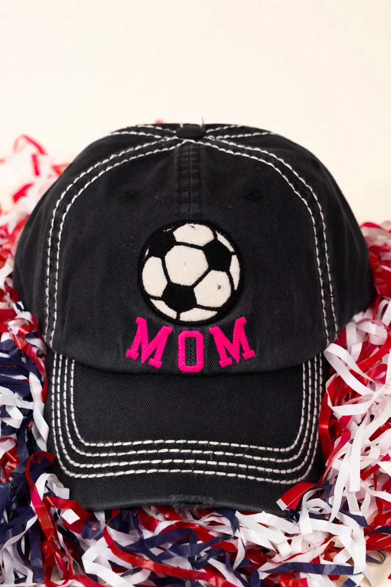 Distressed Black 'Soccer Mom' Cap