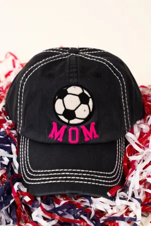 Distressed Black 'Soccer Mom' Cap
