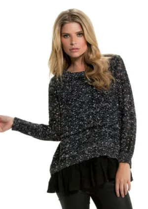 Elan | Black and White Crochet and Black Ruffles