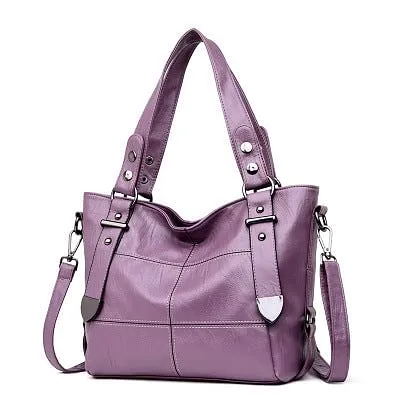 Elegant Burgundy Leather Handbag with Silver Accents
