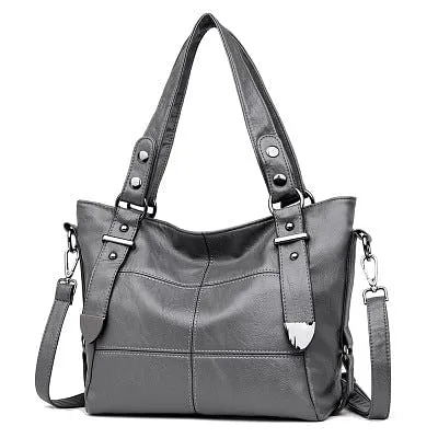 Elegant Burgundy Leather Handbag with Silver Accents