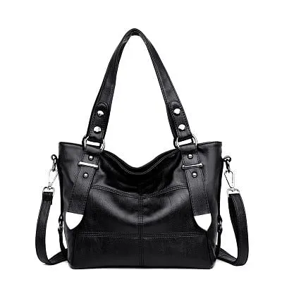 Elegant Burgundy Leather Handbag with Silver Accents
