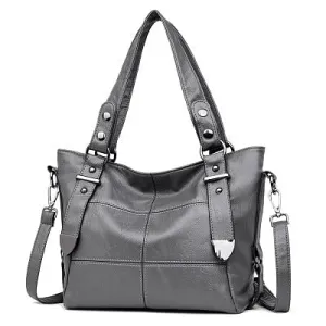 Elegant Burgundy Leather Handbag with Silver Accents