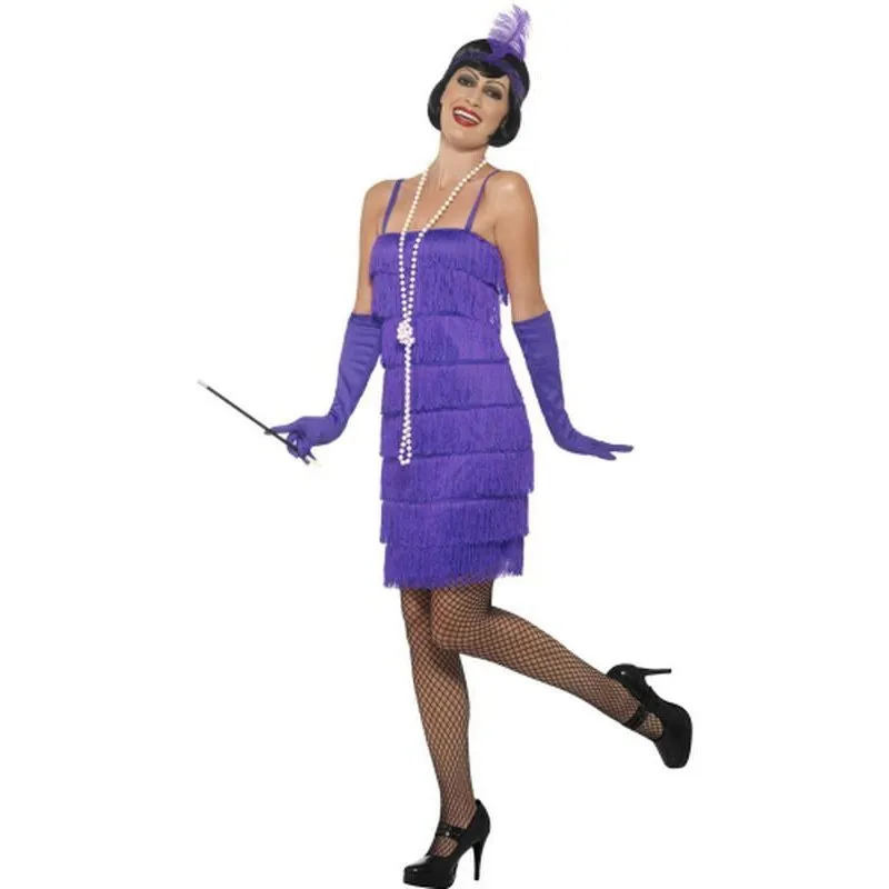 Flapper Costume - Purple, with Short Dress