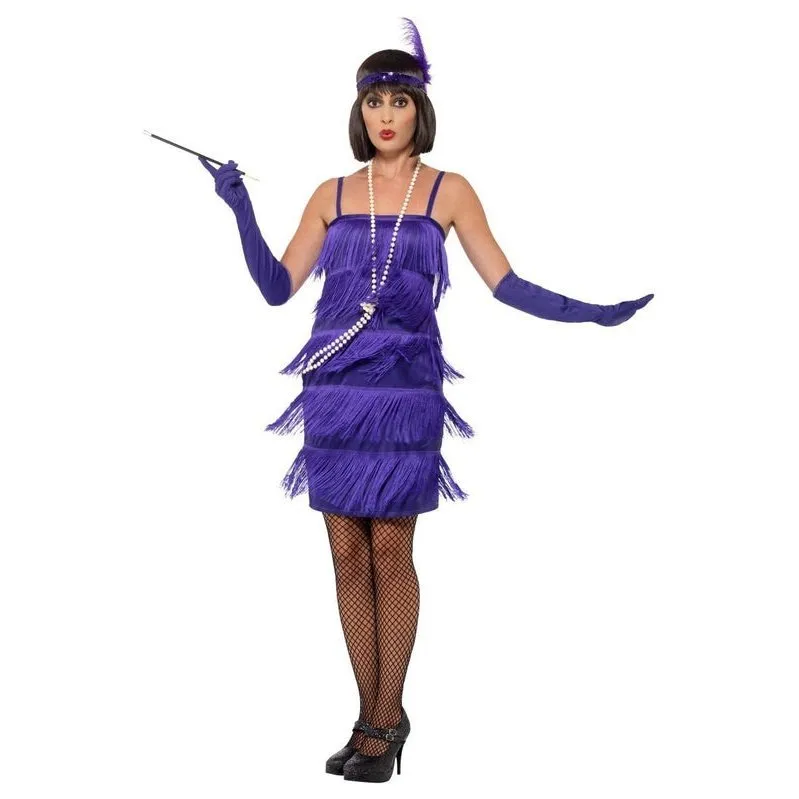 Flapper Costume - Purple, with Short Dress