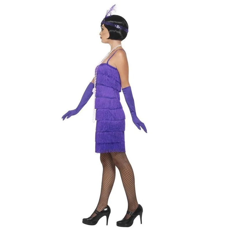 Flapper Costume - Purple, with Short Dress