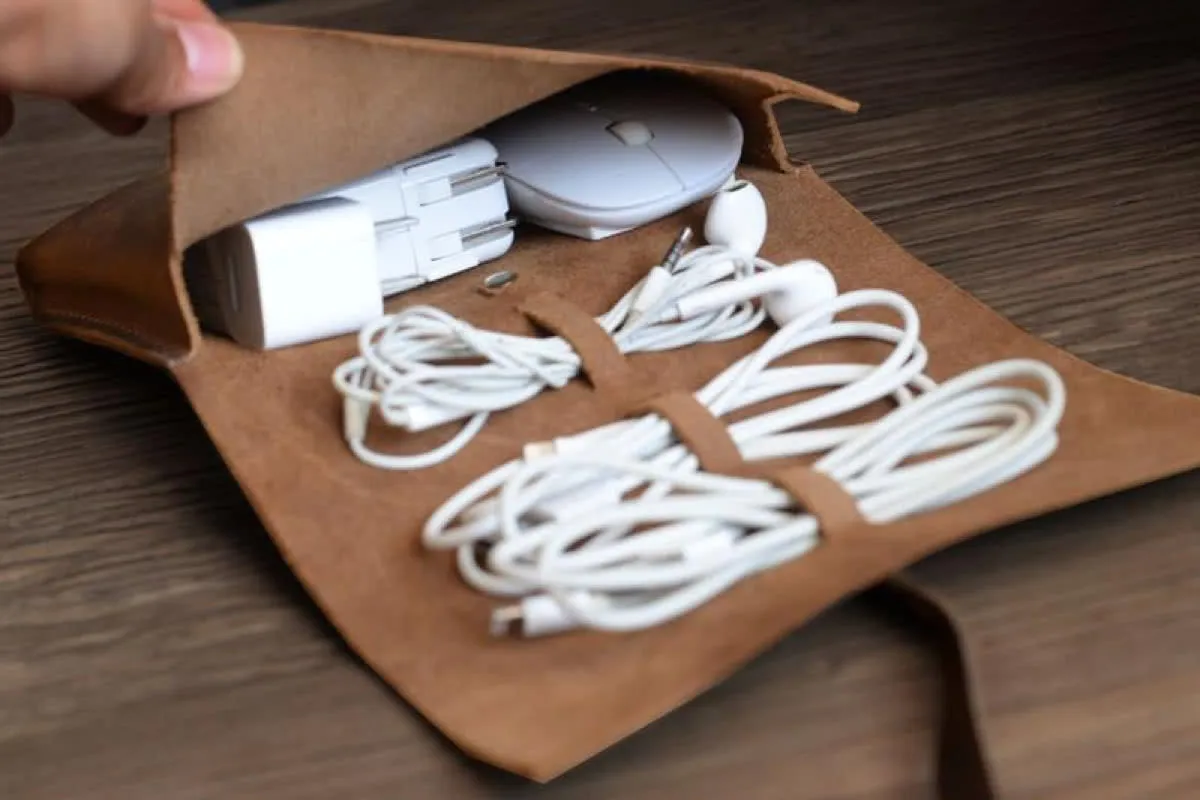 Handmade Personalized Leather Cable Cord Organizer