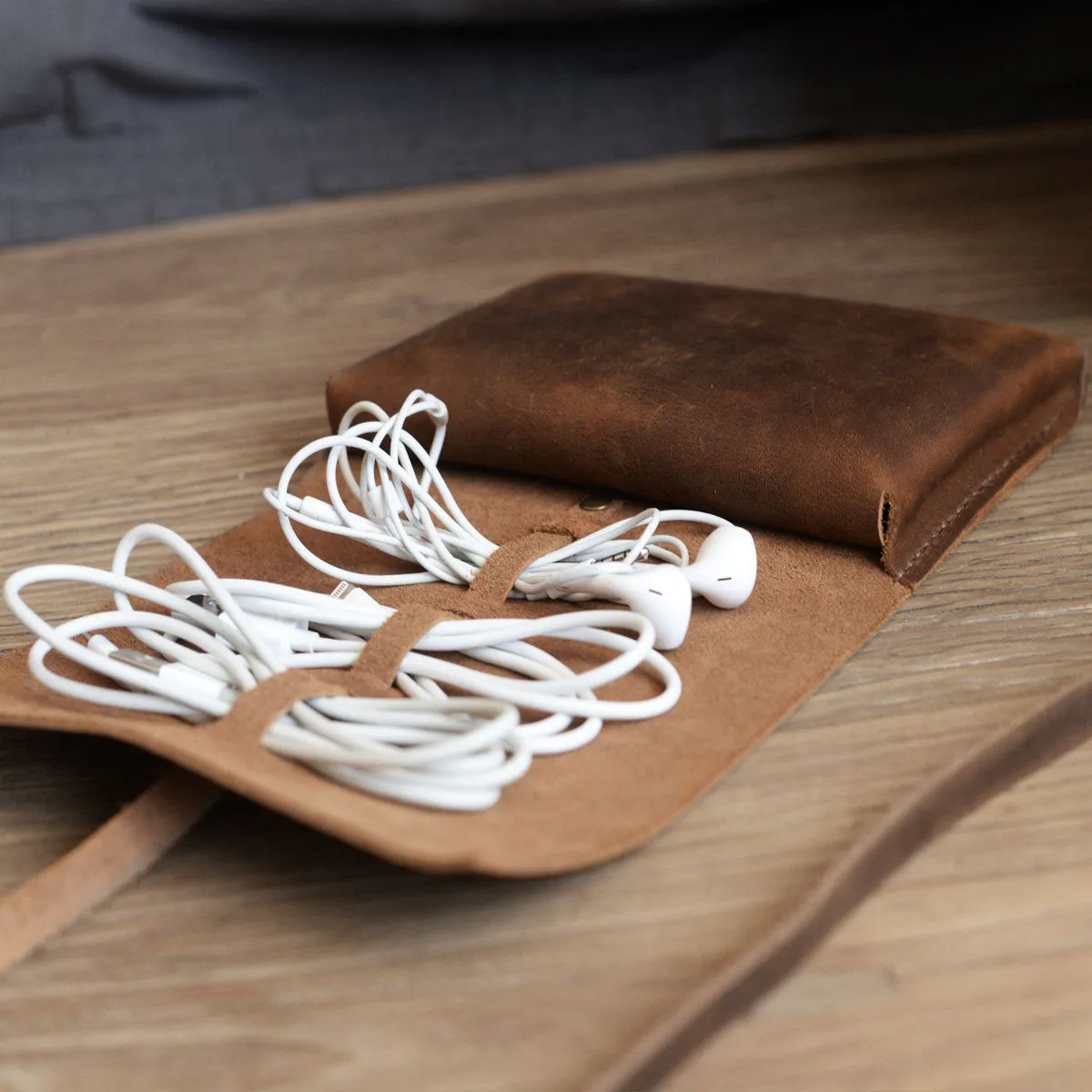 Handmade Personalized Leather Cable Cord Organizer
