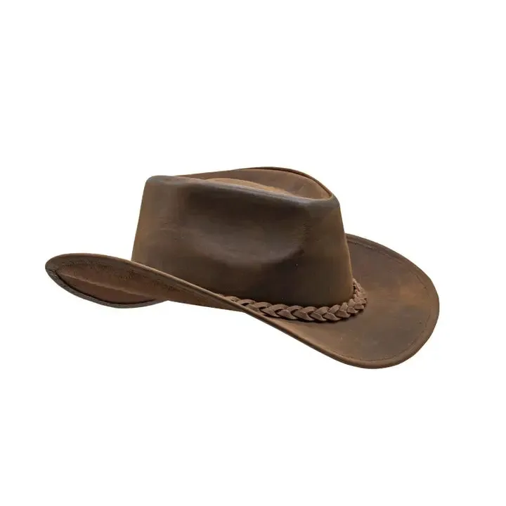 Leather Outback Hat w/Braid Band