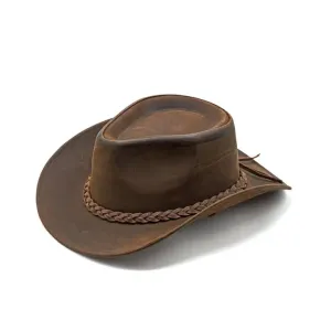 Leather Outback Hat w/Braid Band