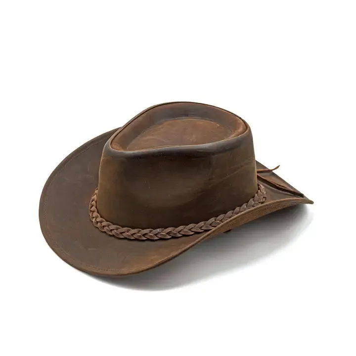 Leather Outback Hat w/Braid Band